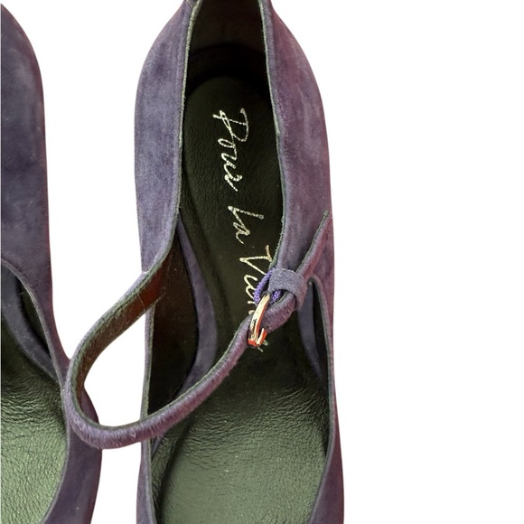 Pour La Victoire Women's Suede Purple Wedge Pumps Shoes Size 8.5 - Picture 5 of 7